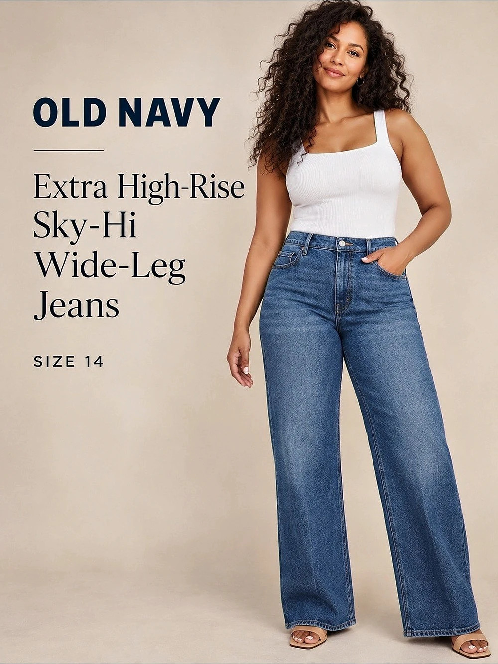 Old Navy Extra High-Rise Sky-Hi Wide-Leg Jeans Size 14